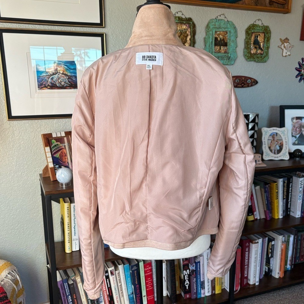 BB Dakota by Steve Madden XL Moto‎ Faux Suede Jacket in Taupe Beige - Picture 11 of 13